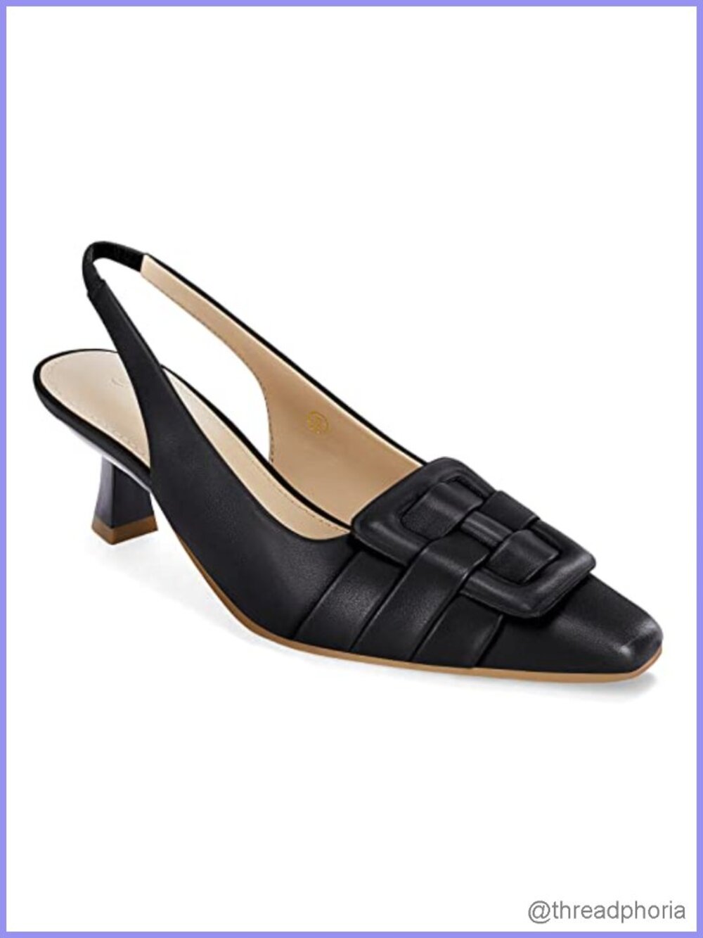Faux Leather Slingback Kitten Heels Pointed Toe Pumps for Party Office